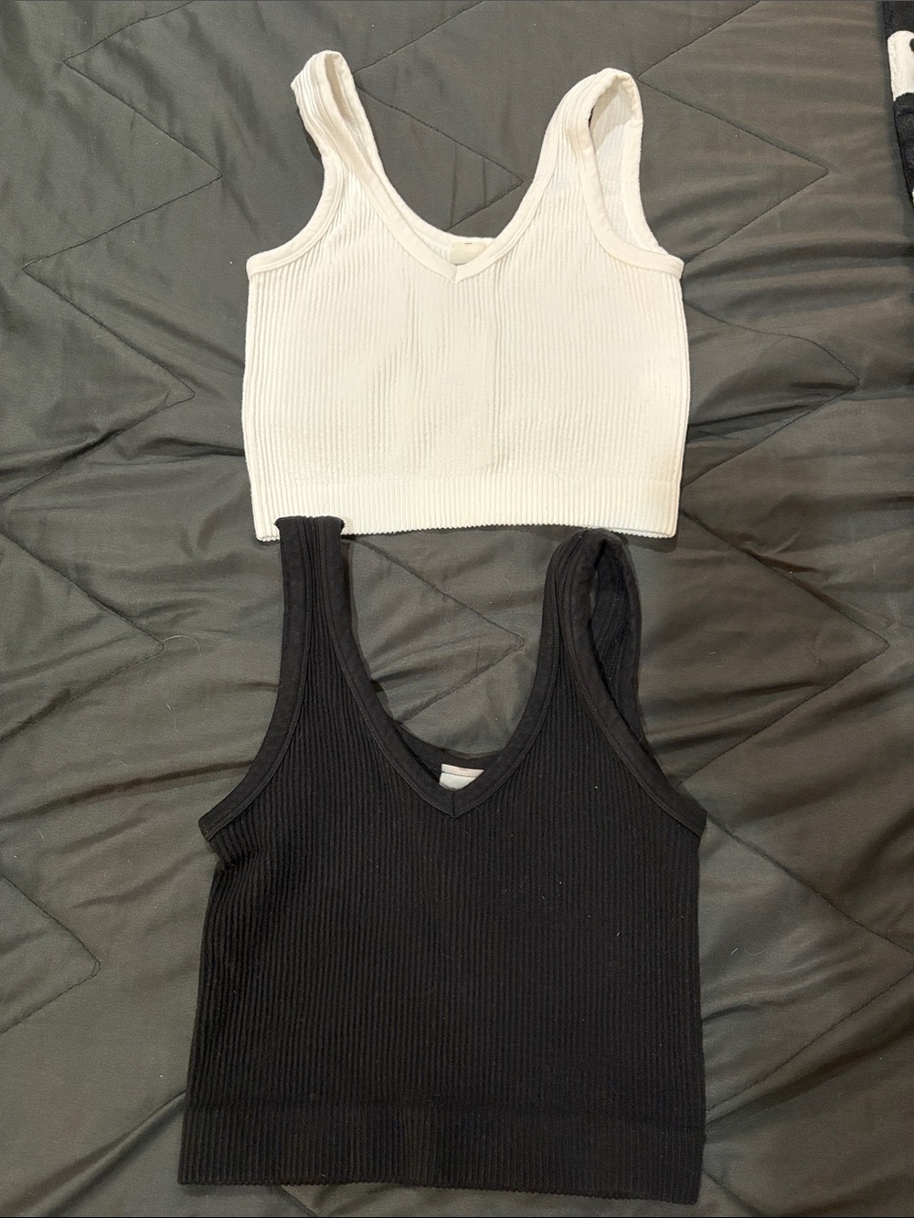 2 ribbed crop tank tops